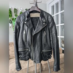 Burberry Men's Leather Motorcycle Jacket, Size XL
